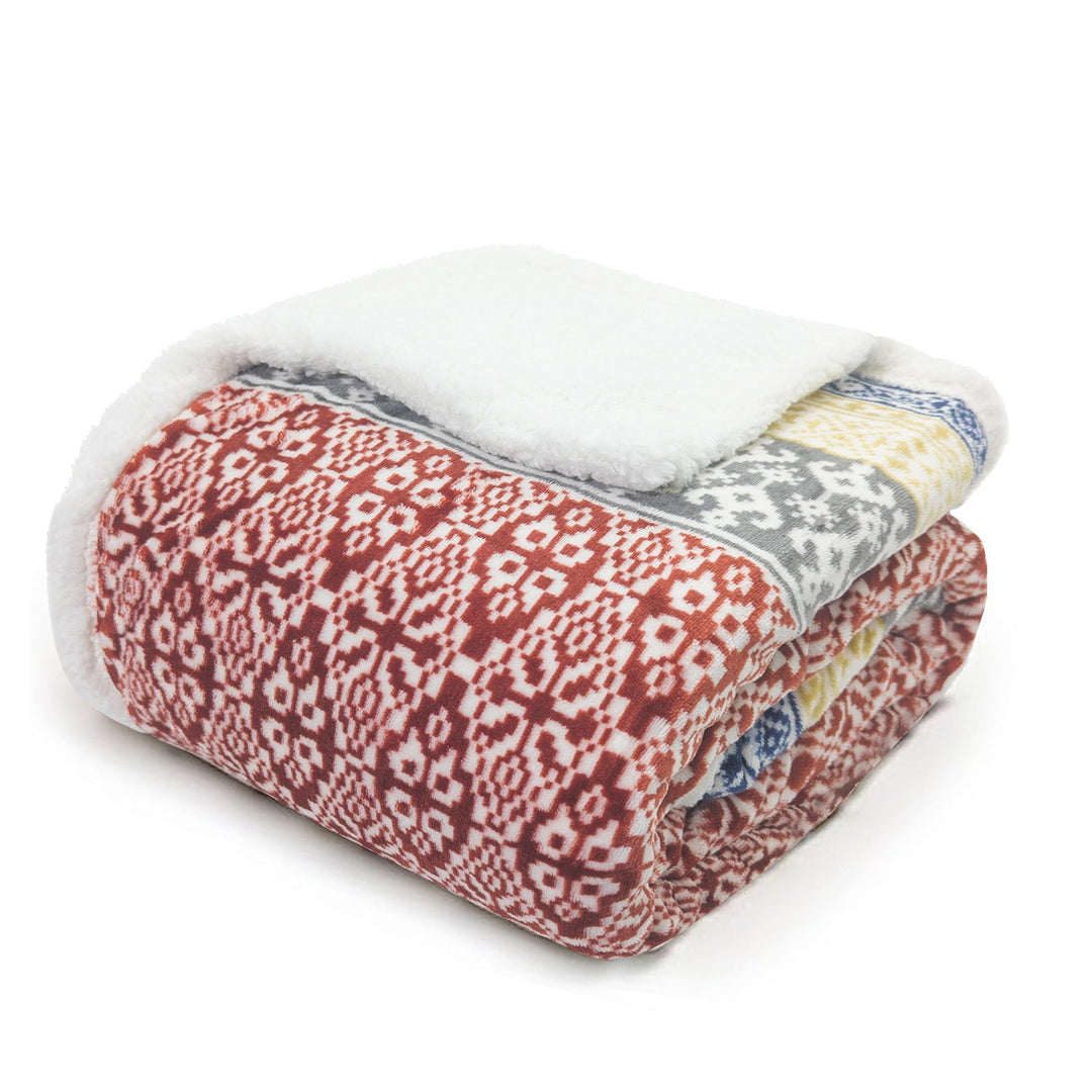 Luxury Aztec Sherpa Reverse Throw - Red