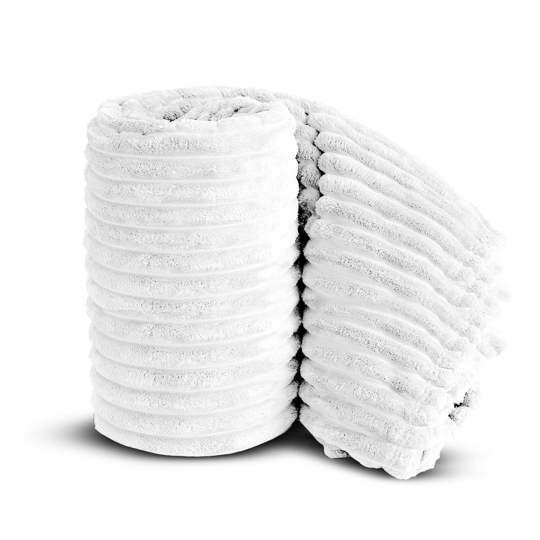 White Super Chunky Cord Faux Mink Blanket