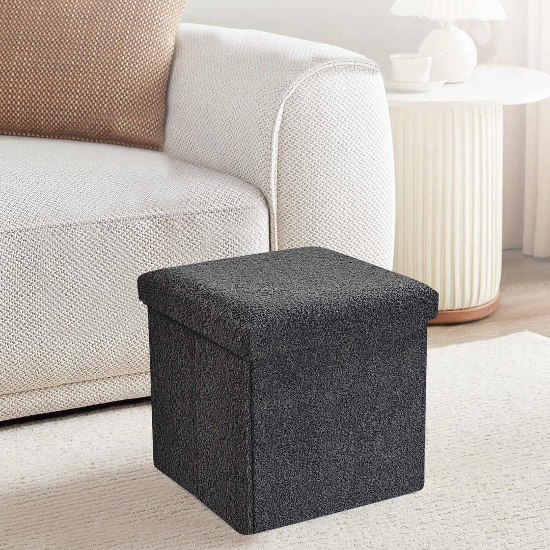 Boucle Black Foldable 1 Seater Storage Box