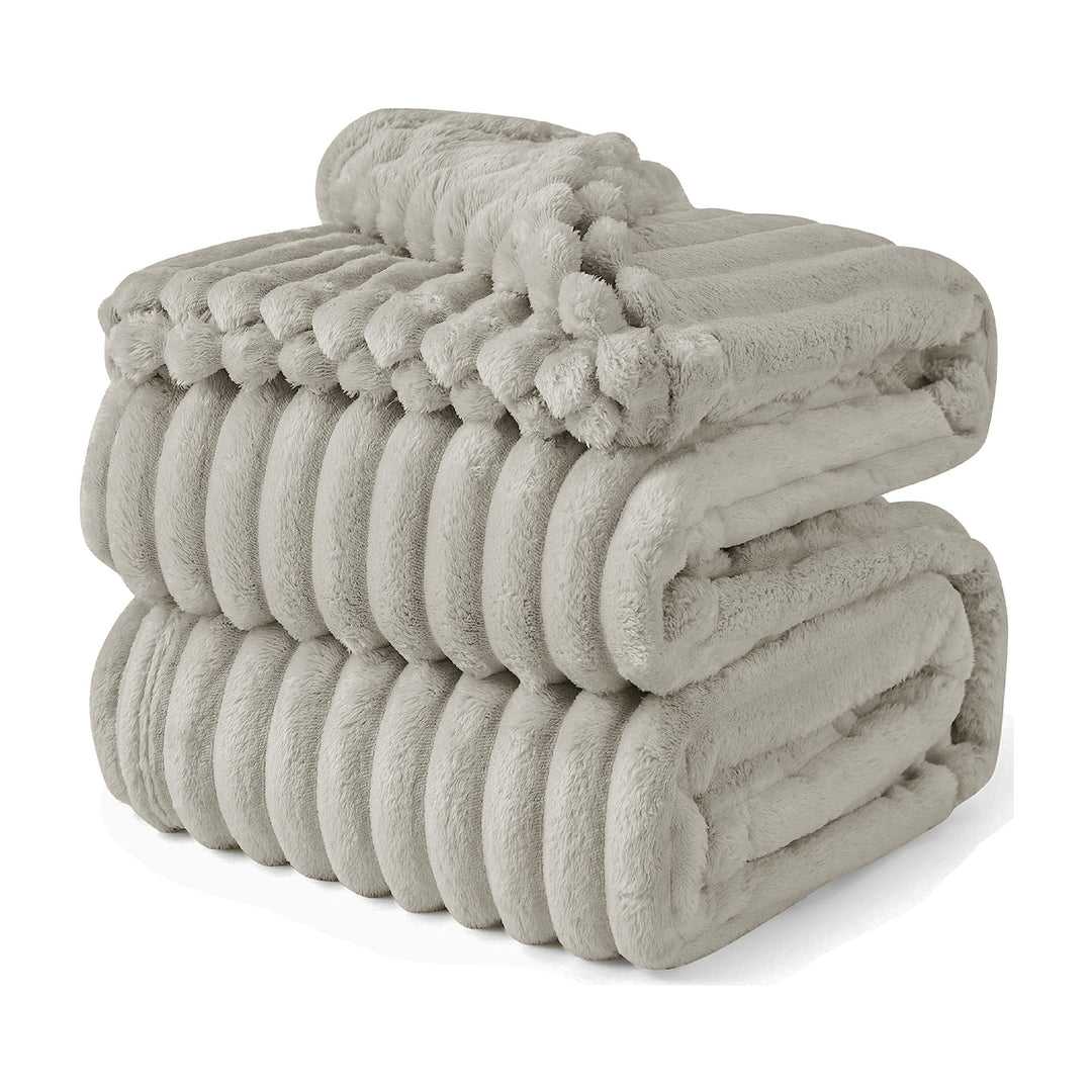 Faux Rabbit Fur Chunky Cord Throw Natural