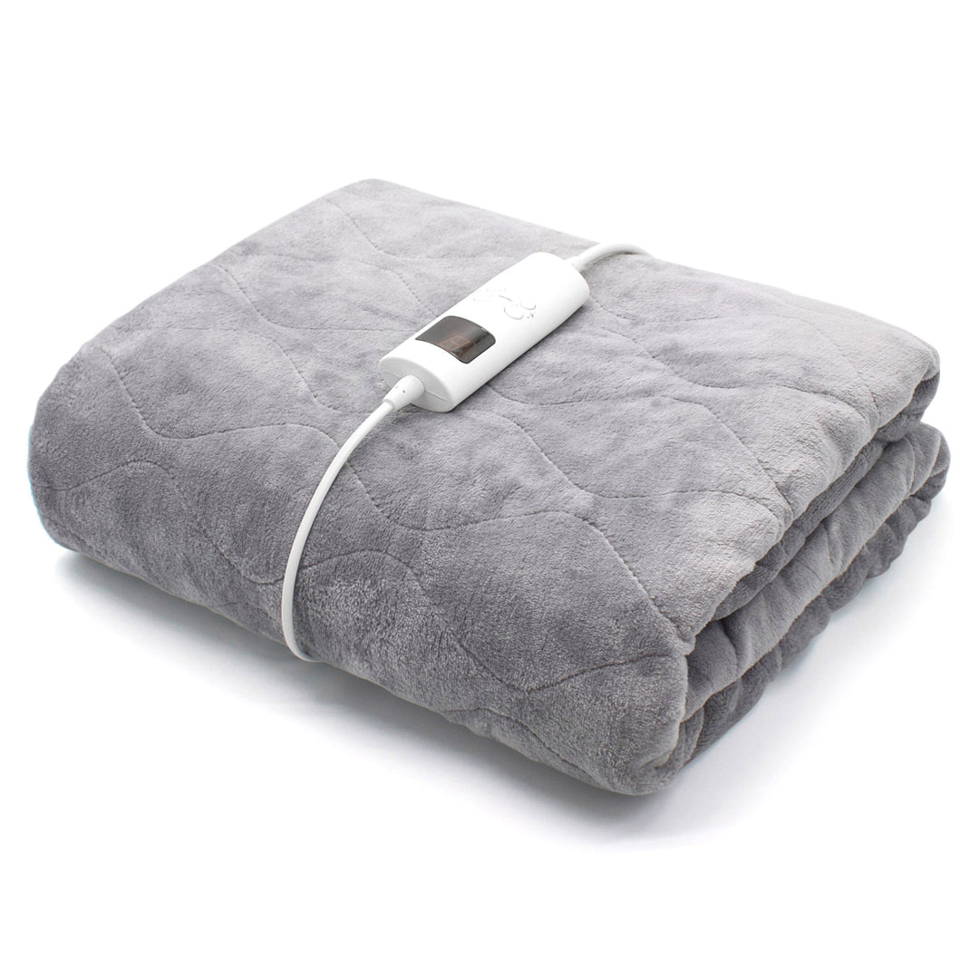 Comfort Touch Silver Flannel Electric Heated Blanket