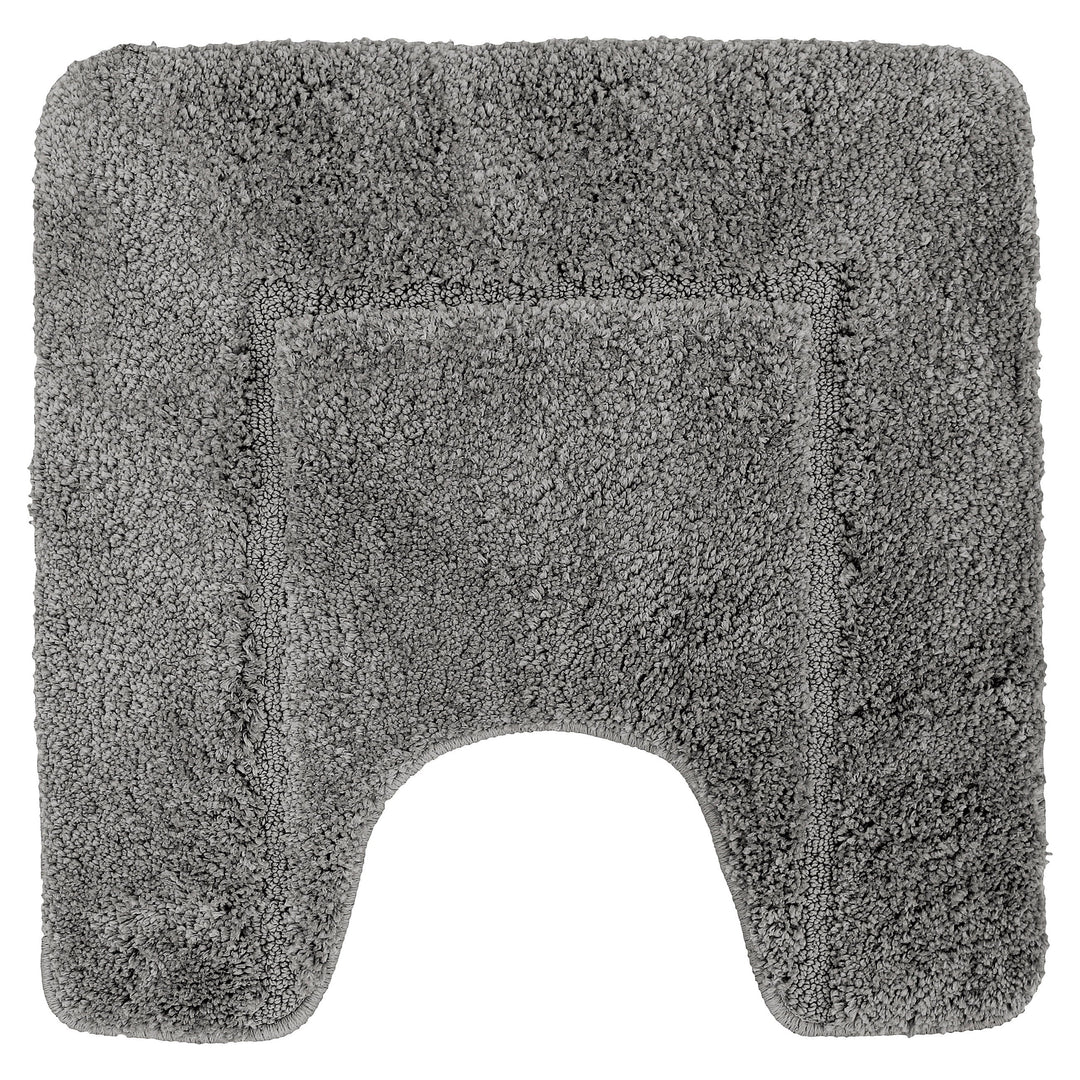 Mayfair Soft Touch Deep Pile Plain Grey Pedestal Mat