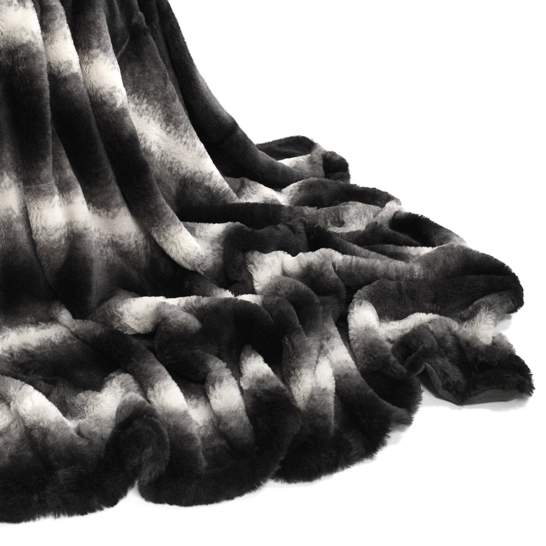 Nebraska Luxury Black Faux Fur Throw