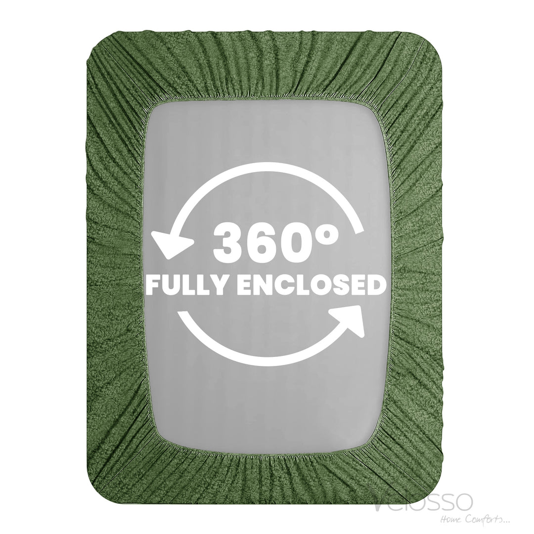 Olive Teddy Fleece Fitted Sheet