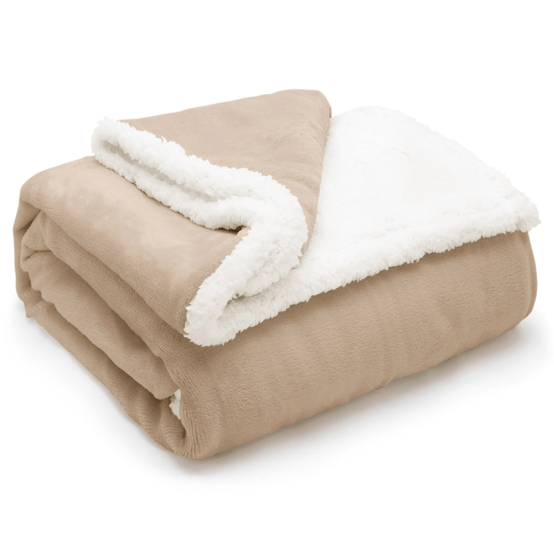 Plain Flannel Sherpa Natural Blanket