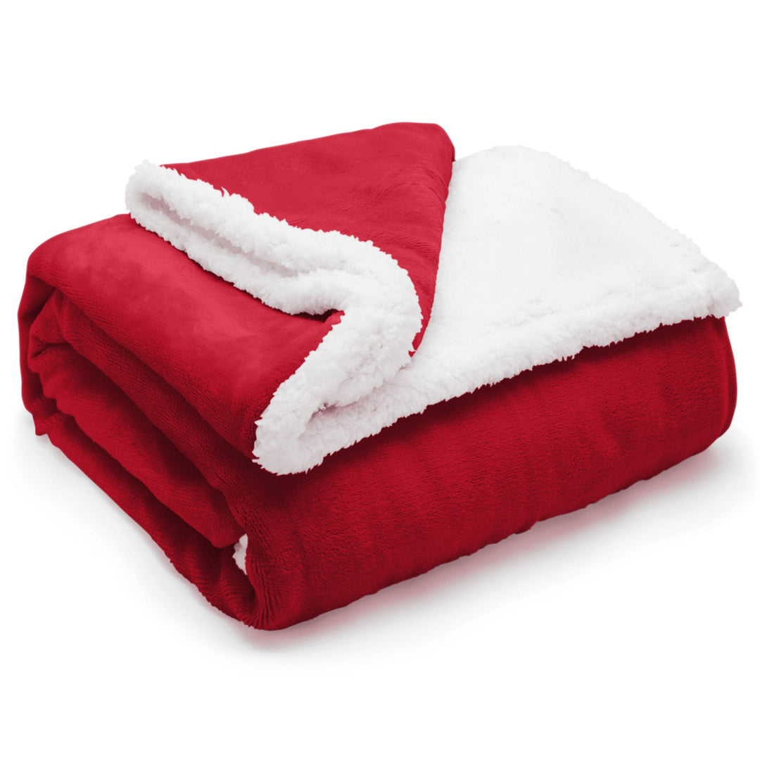 Plain Flannel Sherpa Red Blanket