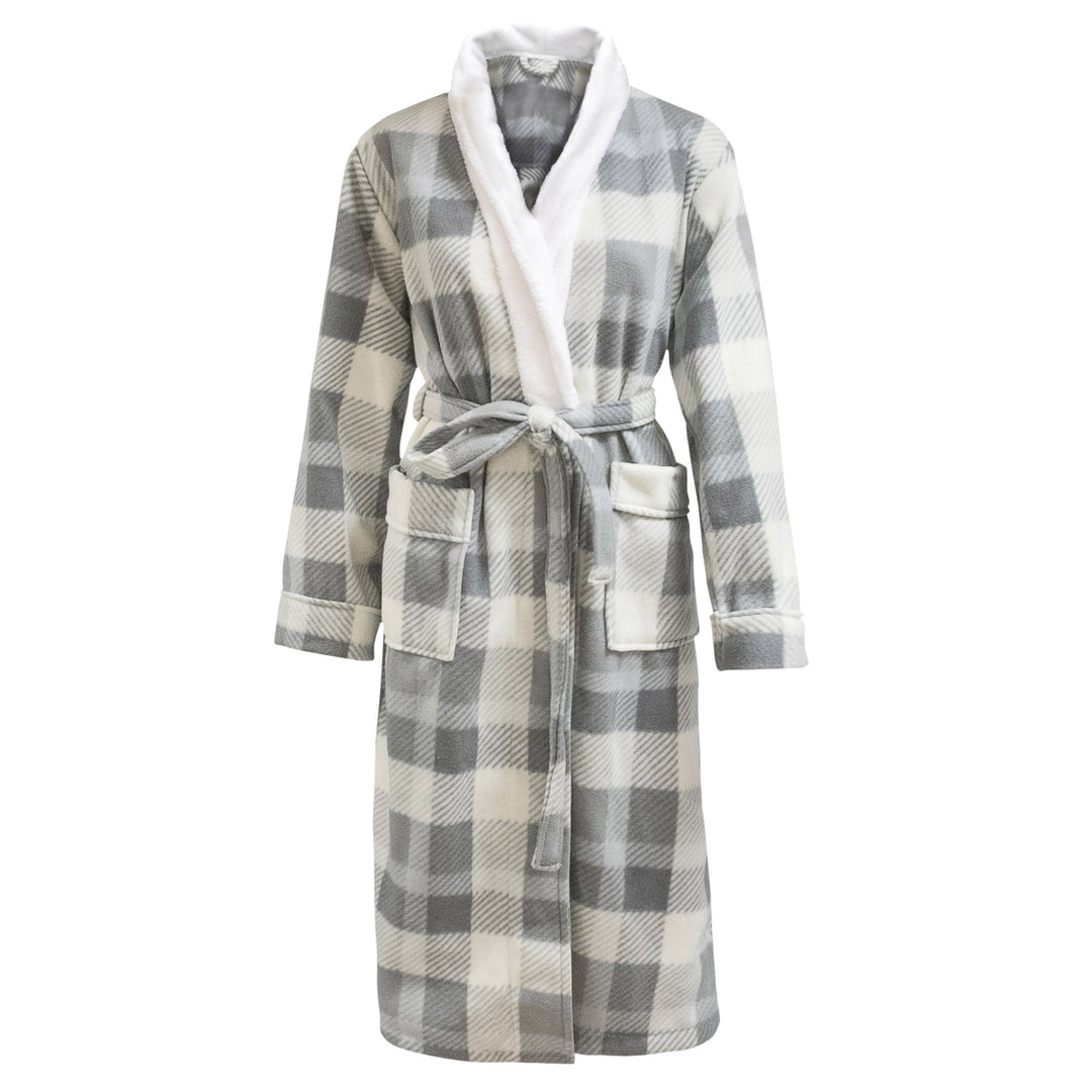 Grey Checked Flannel Bath Robe