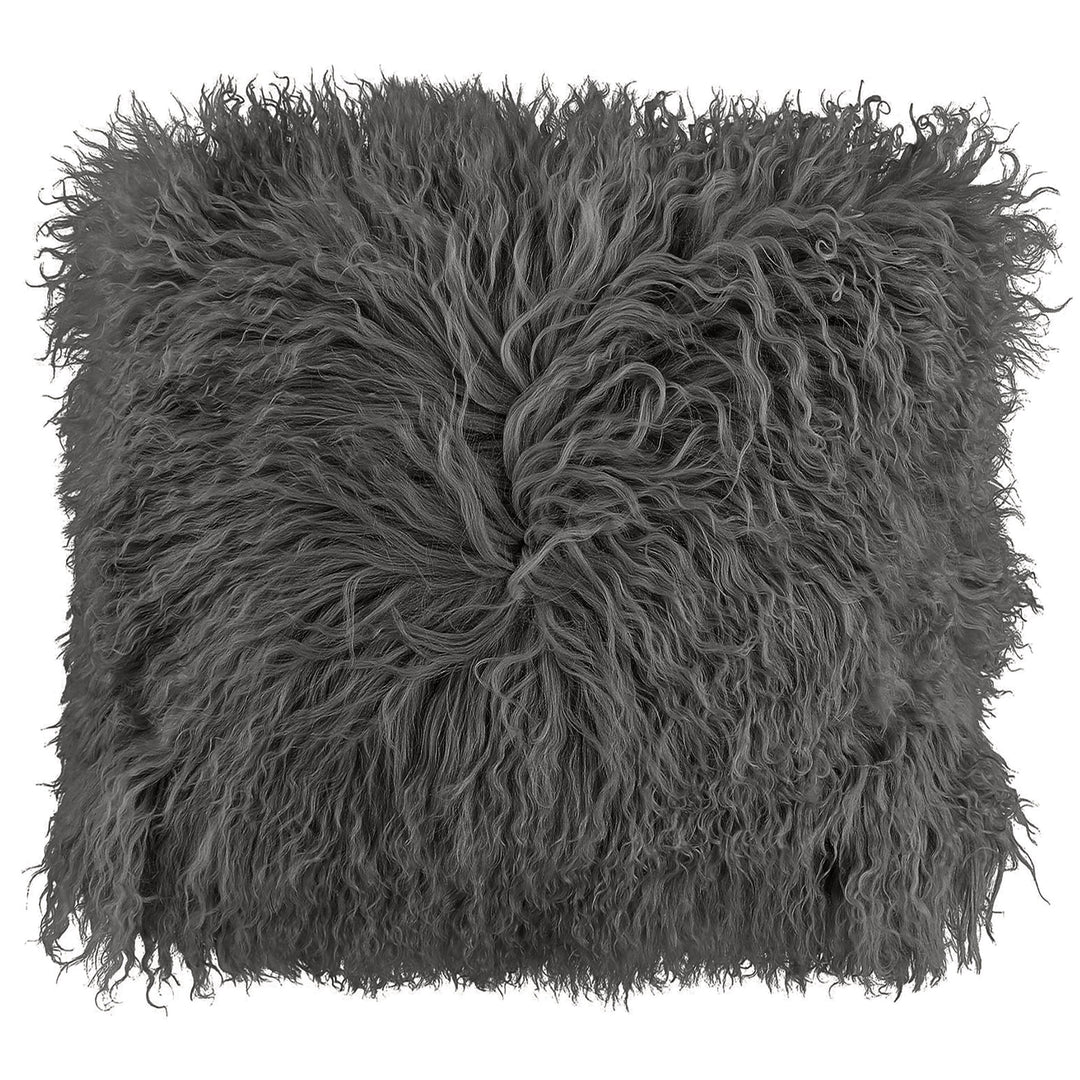 Shaggy Mongolian Filled Cushion Charcoal