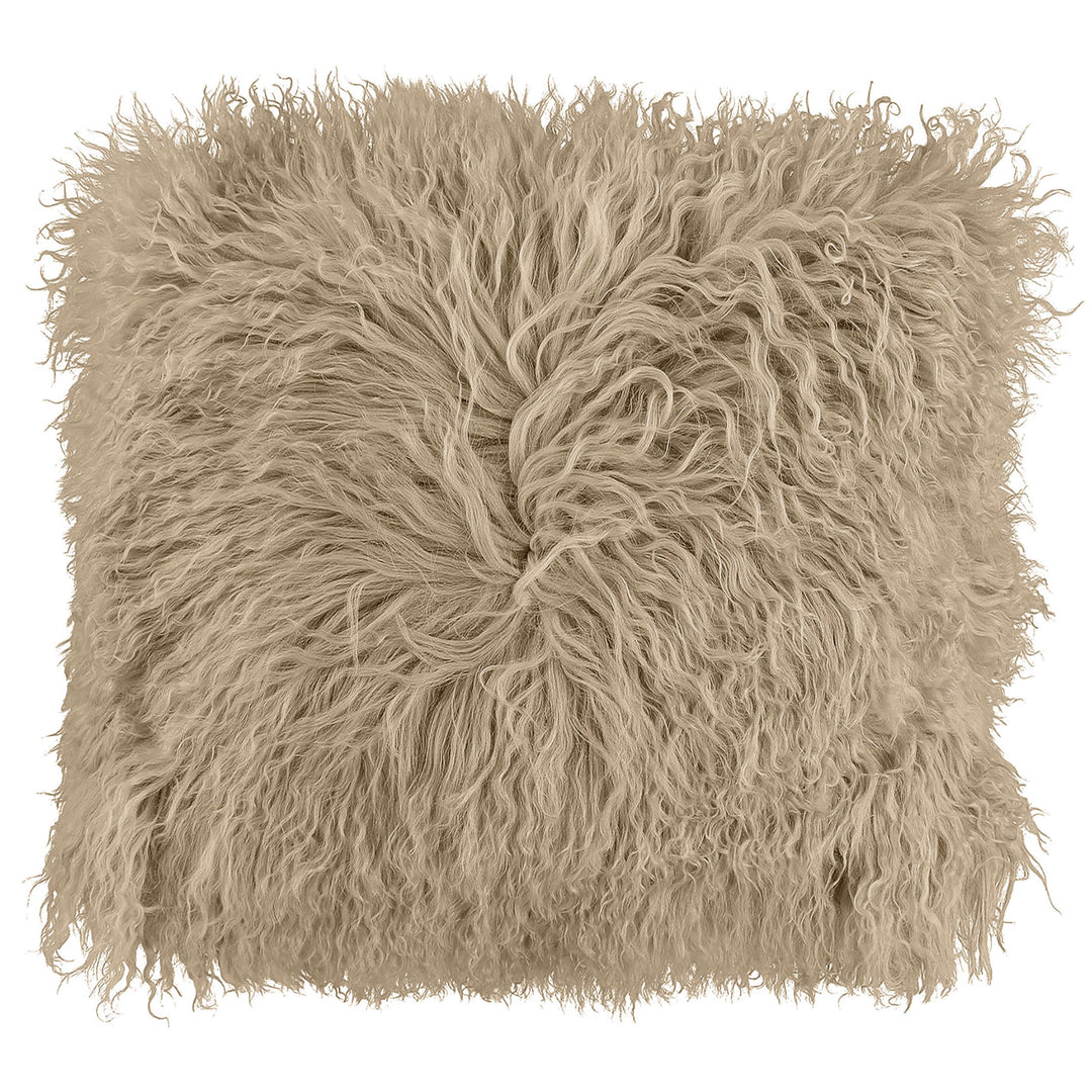 Shaggy Mongolian Filled Cushion Natural