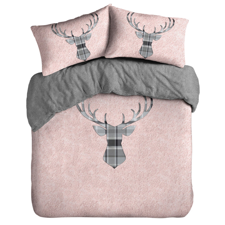 Blush Pink Stag Head Duvet Cover Set