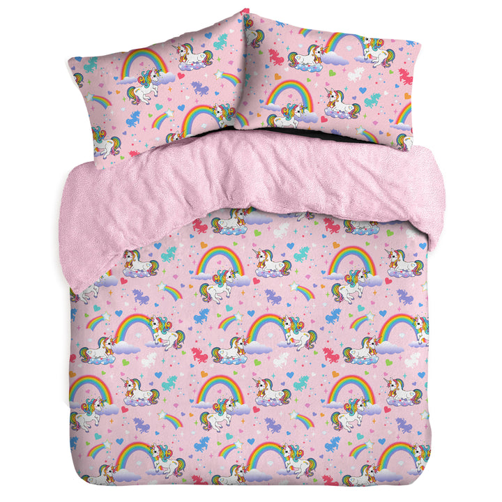 Unicorns & Rainbows Teddy Duvet Cover Set