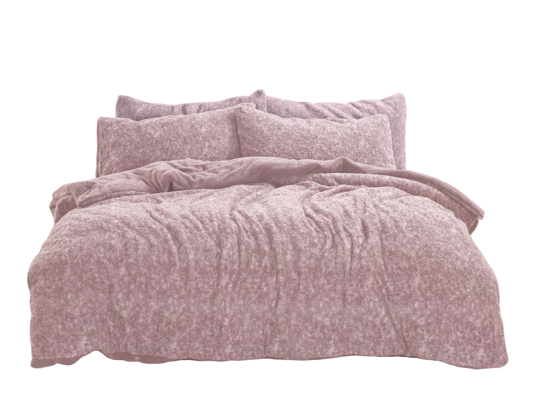 Marl Teddy Fleece Duvet Cover Set Blush