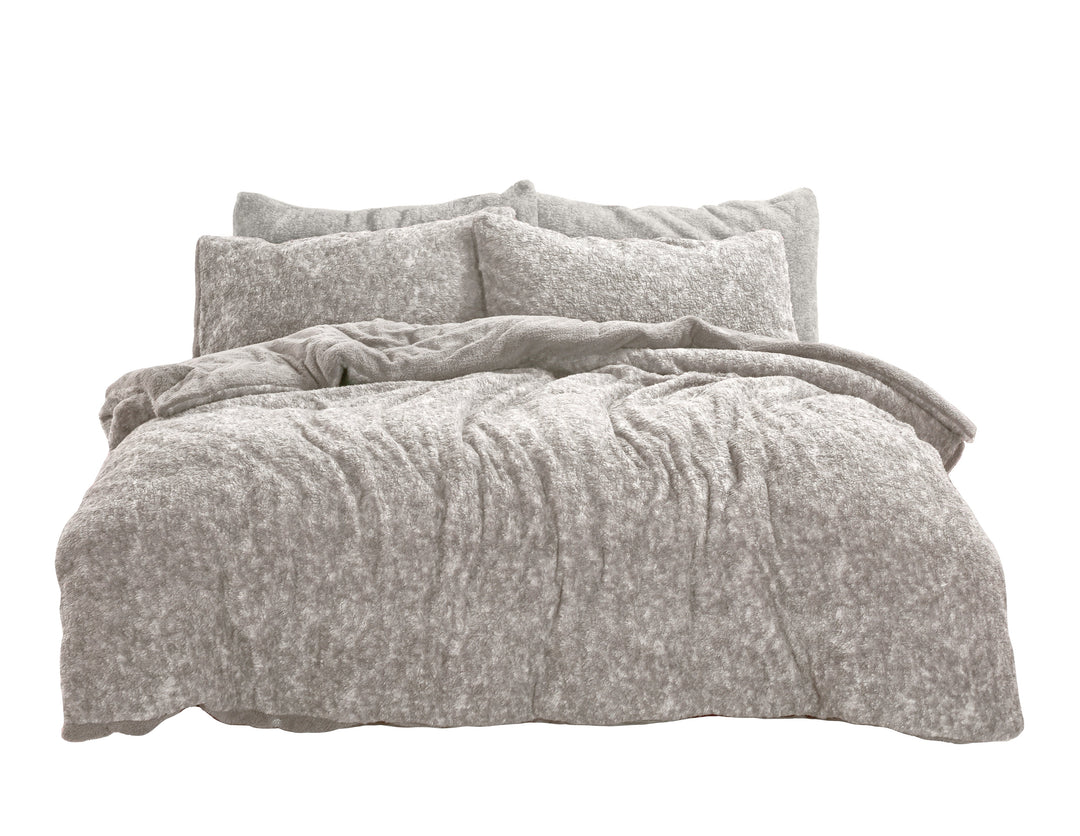 Marl Teddy Fleece Duvet Cover Set Natural