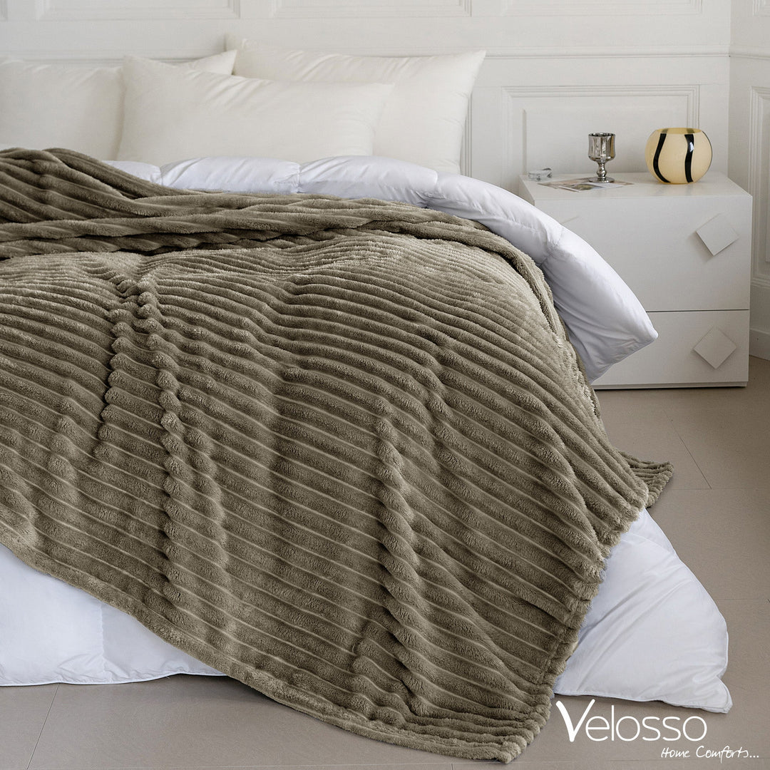 Beige Super Chunky Cord Faux Mink Blanket