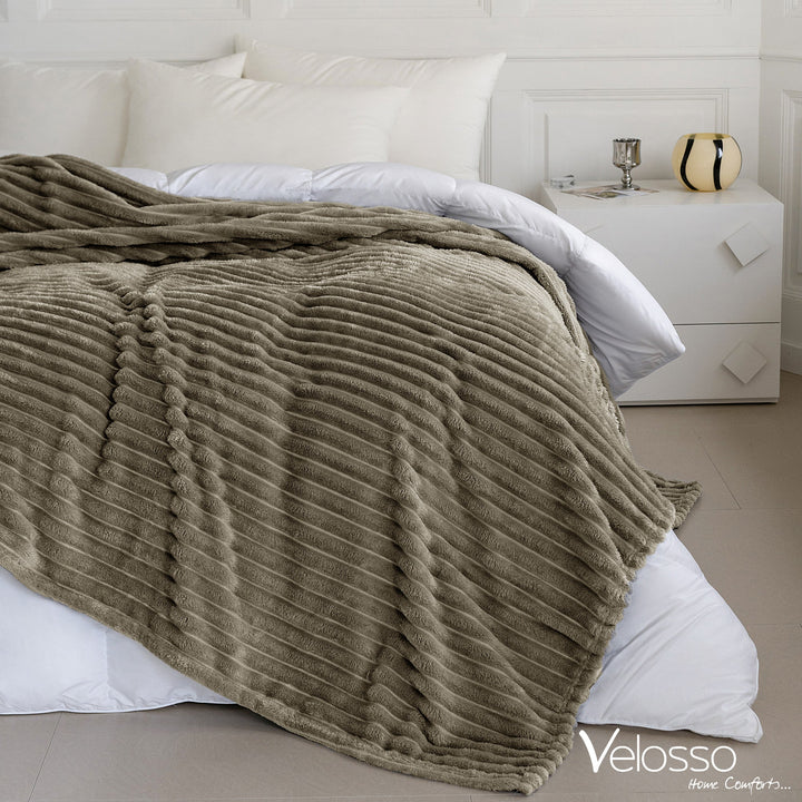 Beige Super Chunky Cord Faux Mink Blanket