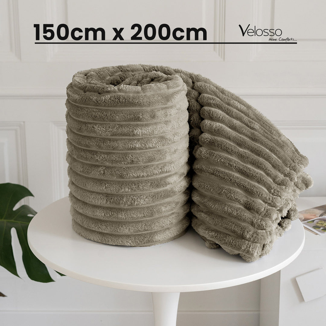 Beige Super Chunky Cord Faux Mink Blanket