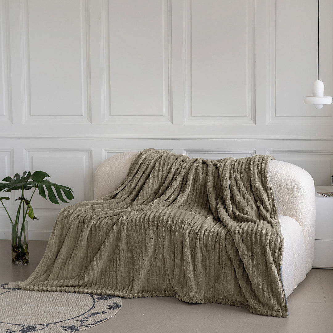 Beige Super Chunky Cord Faux Mink Blanket