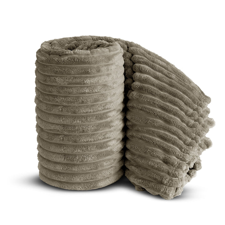 Beige Super Chunky Cord Faux Mink Blanket