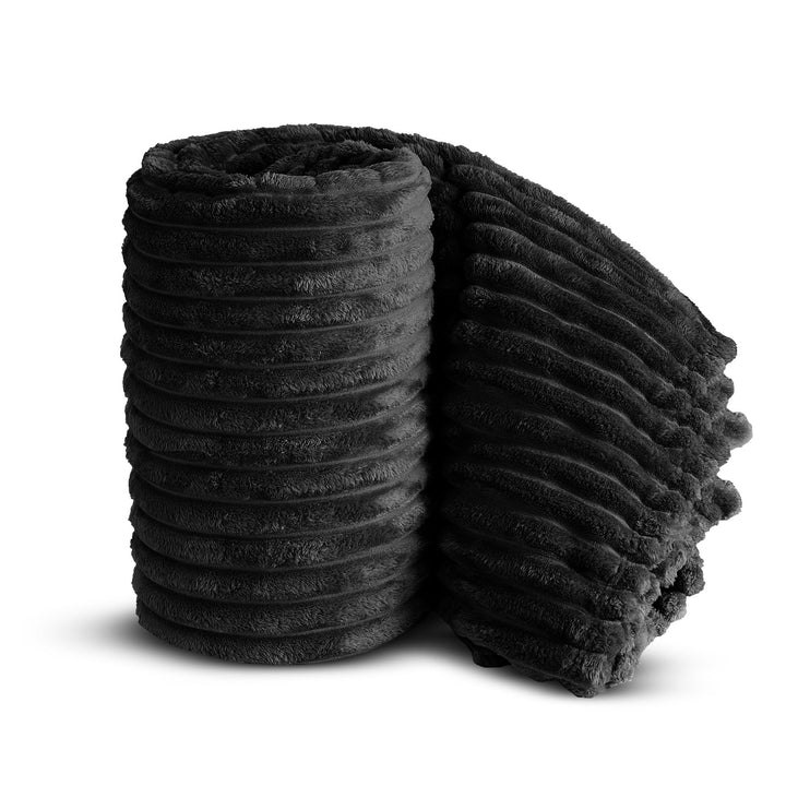 Black Super Chunky Cord Faux Mink Blanket