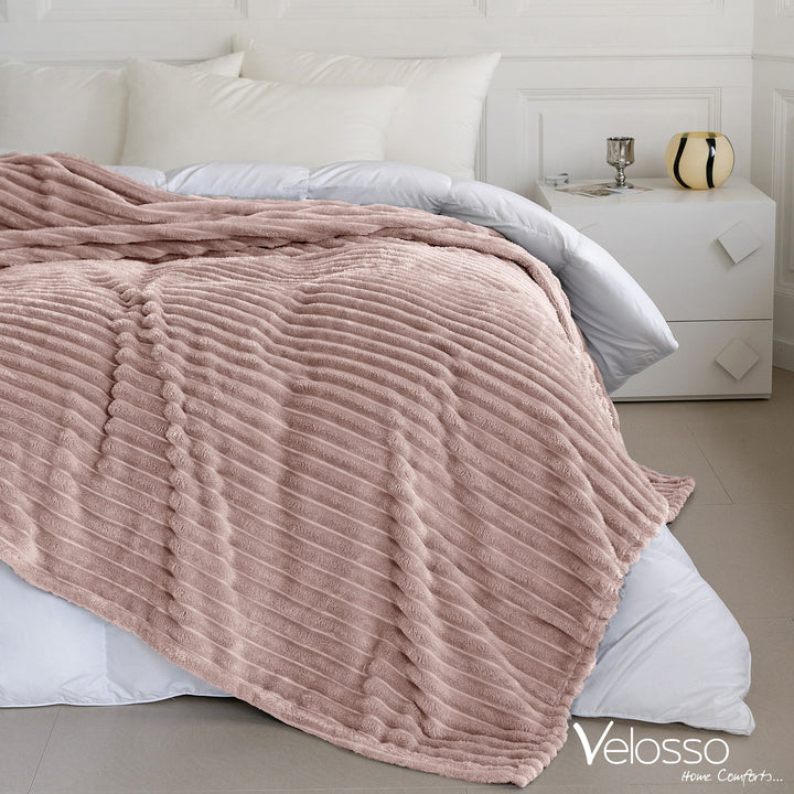 Blush Pink Super Chunky Cord Faux Mink Blanket
