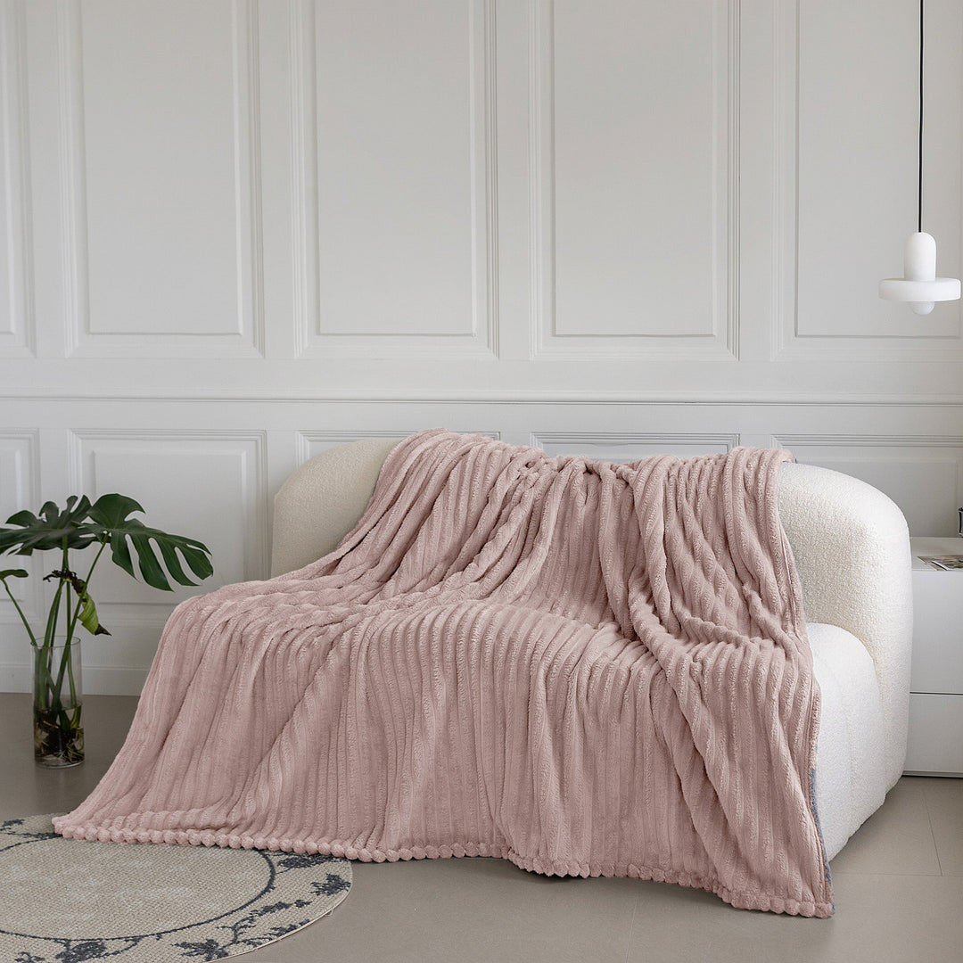 Blush Pink Super Chunky Cord Faux Mink Blanket