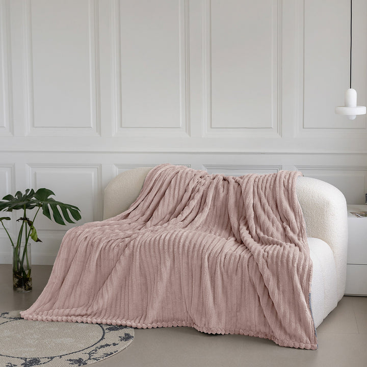 Blush Pink Super Chunky Cord Faux Mink Blanket