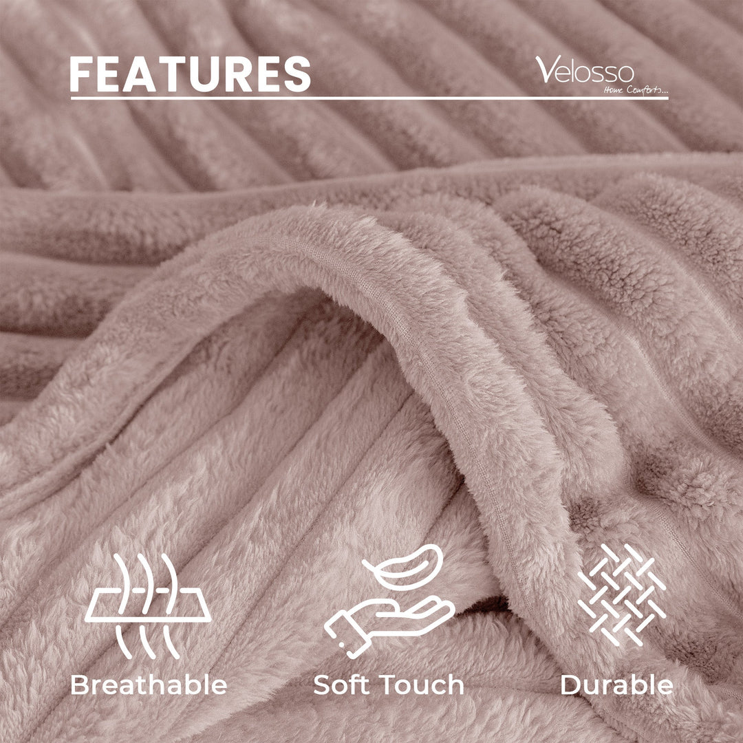 Blush Pink Super Chunky Cord Faux Mink Blanket