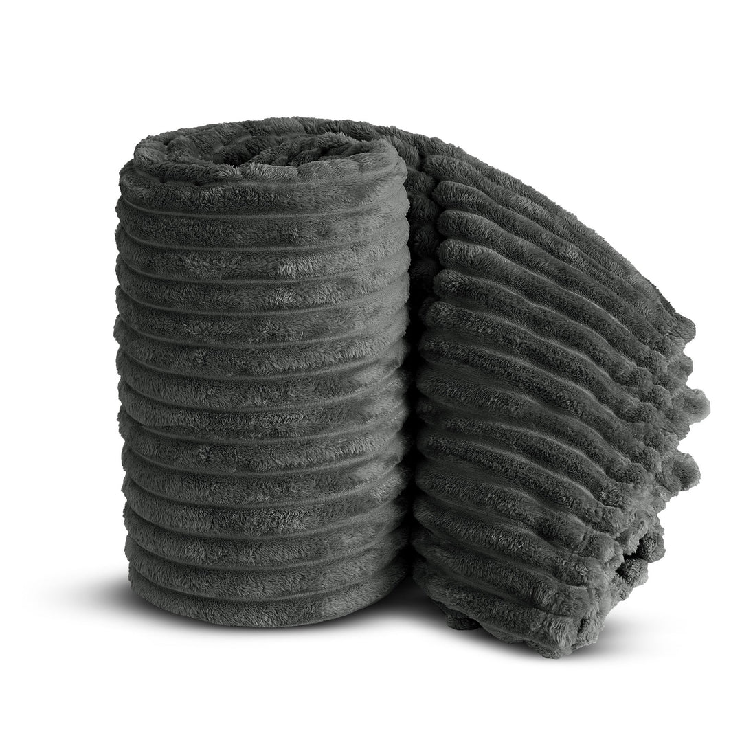 Charcoal Grey Super Chunky Cord Faux Mink Blanket