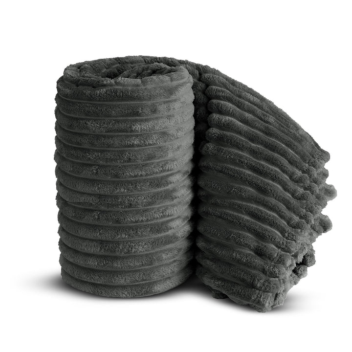 Charcoal Grey Super Chunky Cord Faux Mink Blanket