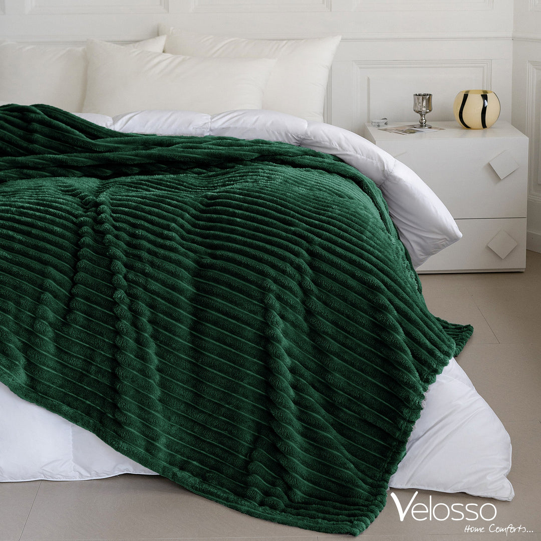 Emerald Super Chunky Cord Faux Mink Blanket
