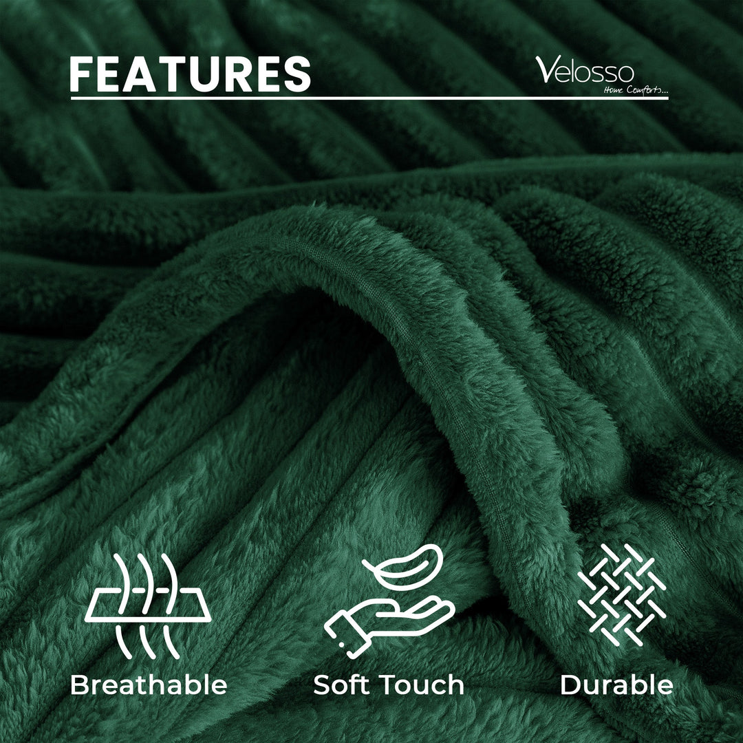 Emerald Super Chunky Cord Faux Mink Blanket