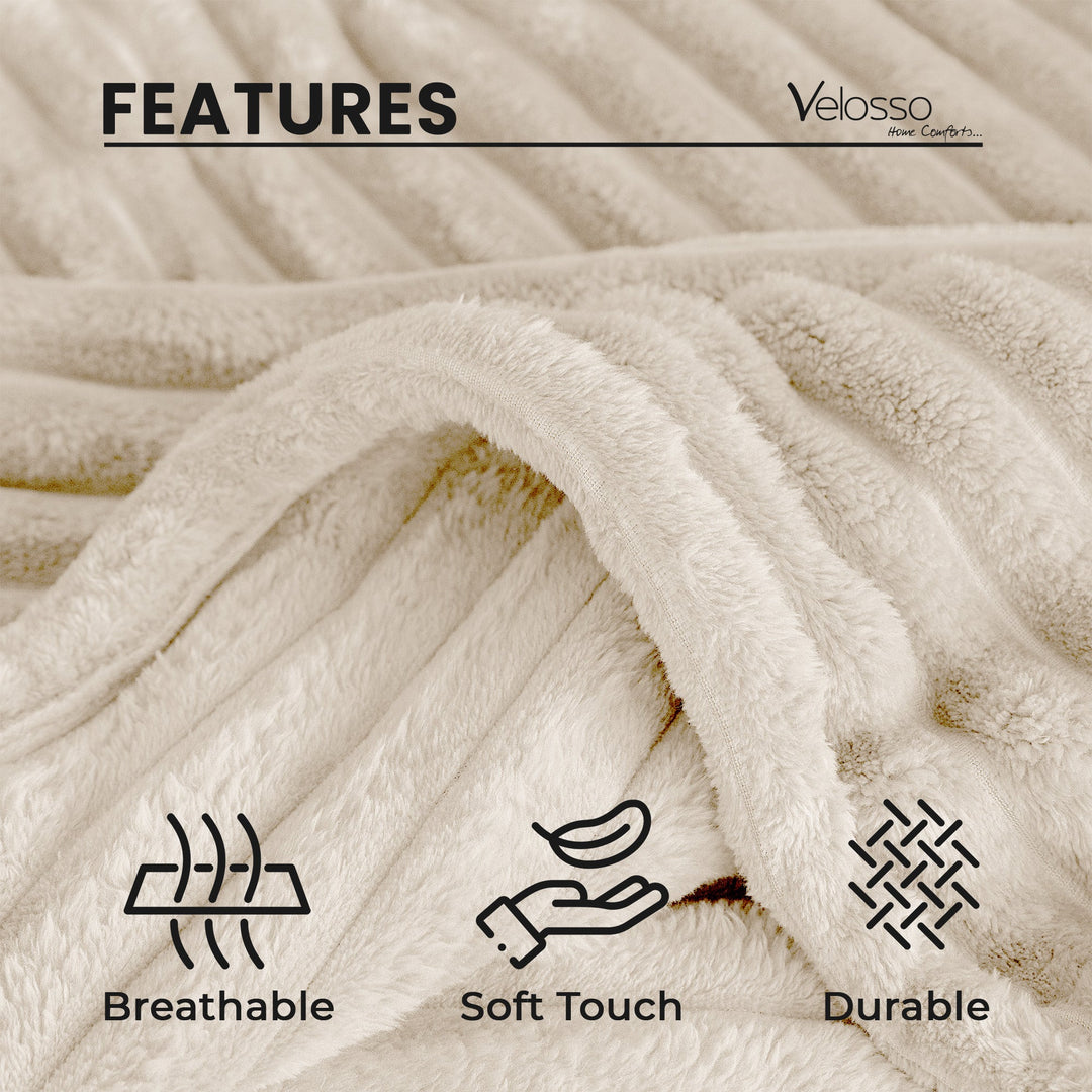 Ivory Super Chunky Cord Faux Mink Blanket