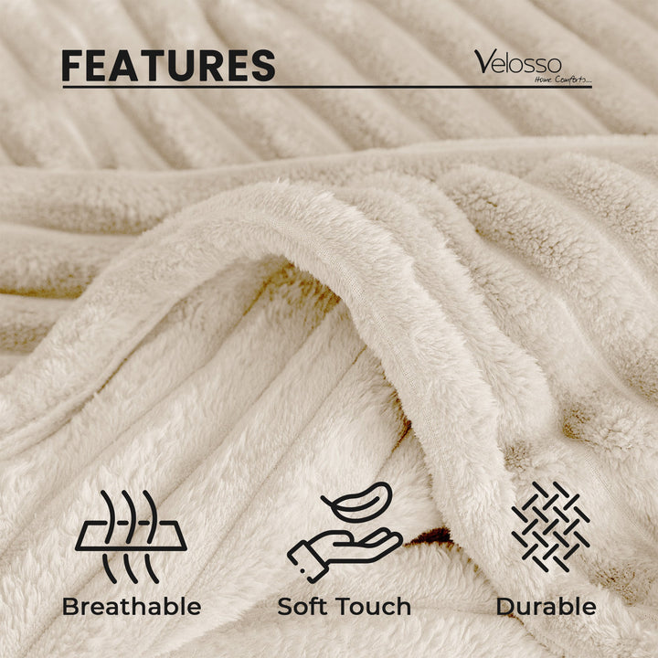 Ivory Super Chunky Cord Faux Mink Blanket