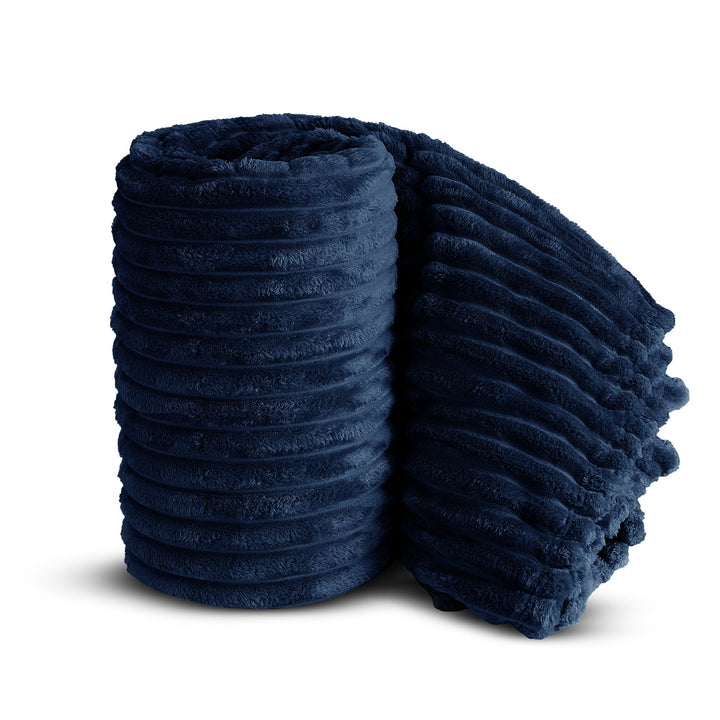 Navy Blue Super Chunky Cord Faux Mink Blanket