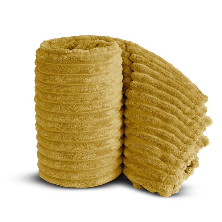 Ochre Yellow Super Chunky Cord Faux Mink Blanket