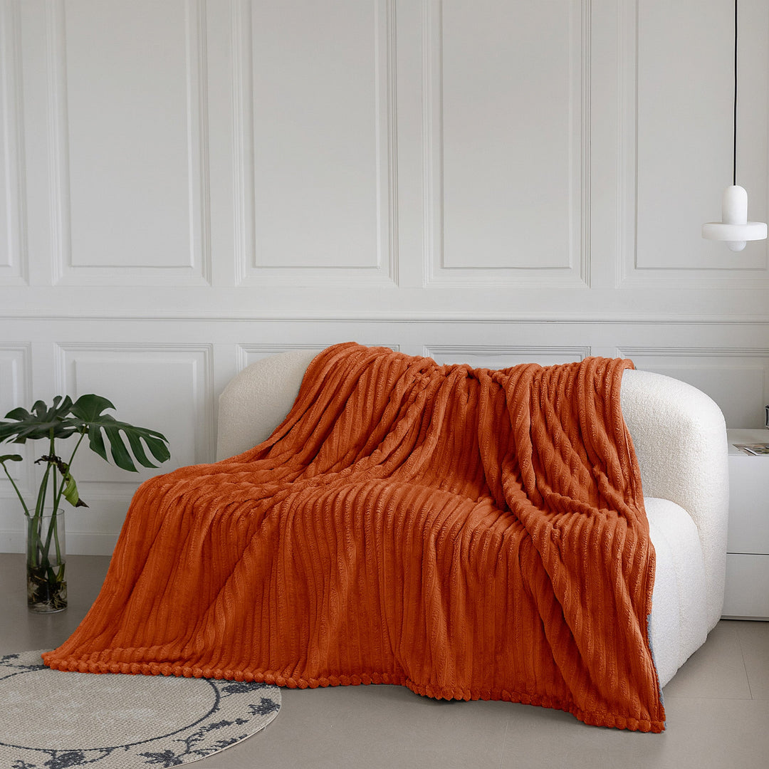 Orange Super Chunky Cord Faux Mink Blanket