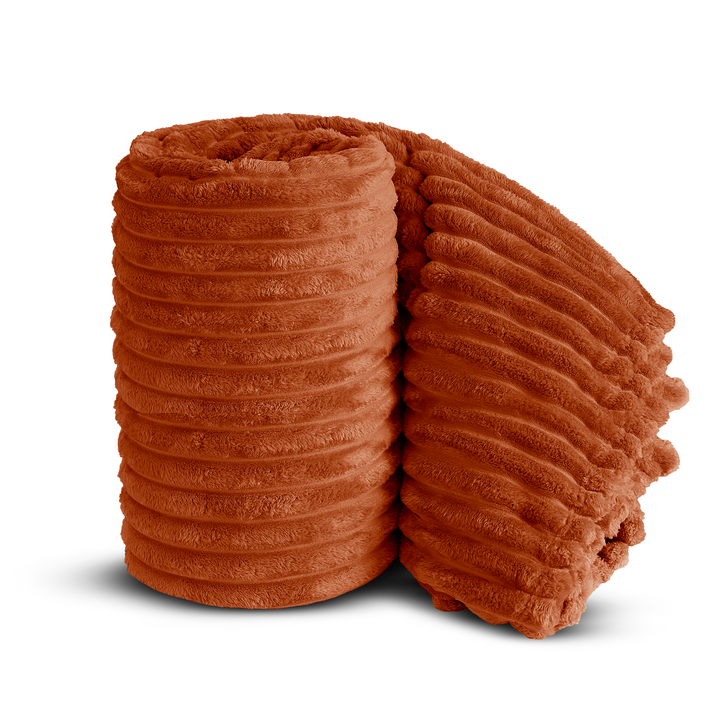 Orange Super Chunky Cord Faux Mink Blanket