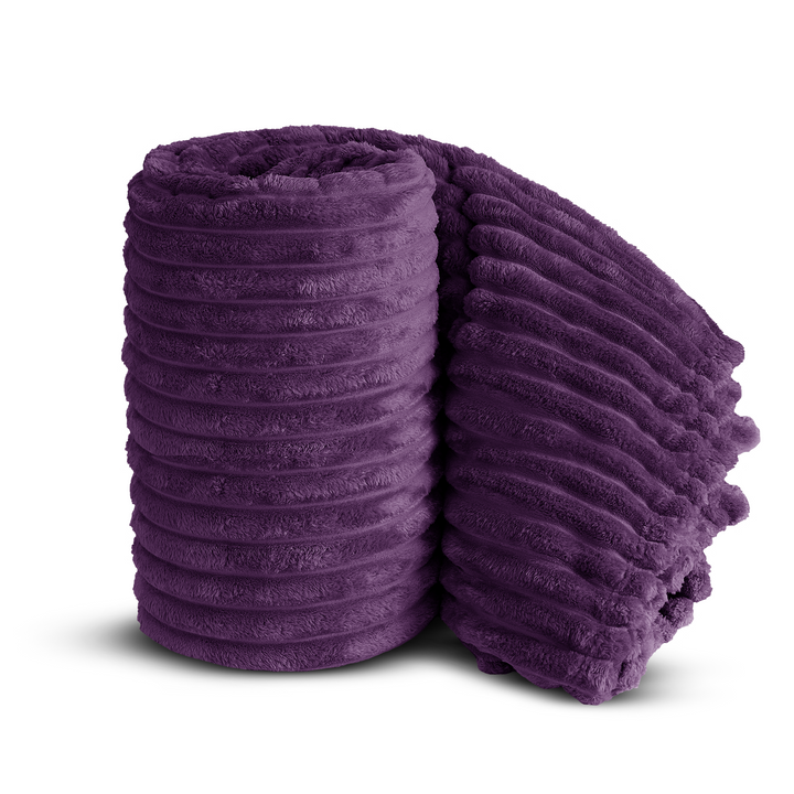 Aubergine Super Chunky Cord Faux Mink Blanket