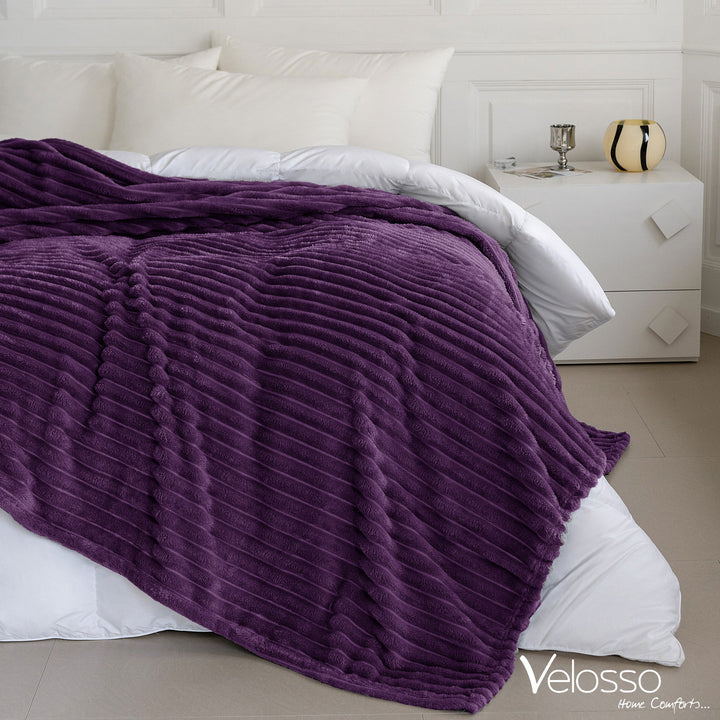 Aubergine Super Chunky Cord Faux Mink Blanket
