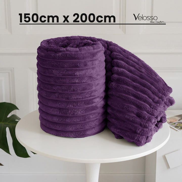 Aubergine Super Chunky Cord Faux Mink Blanket