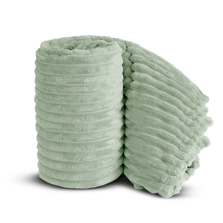 Sage Super Chunky Cord Faux Mink Blanket