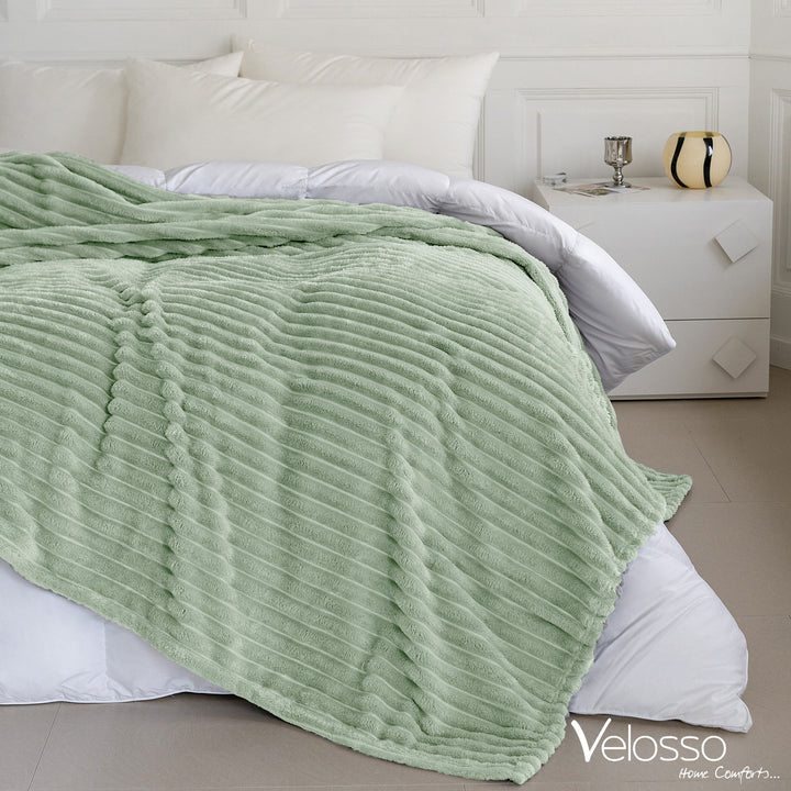 Sage Super Chunky Cord Faux Mink Blanket