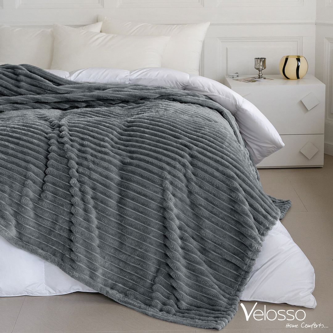 Silver Super Chunky Cord Faux Mink Blanket