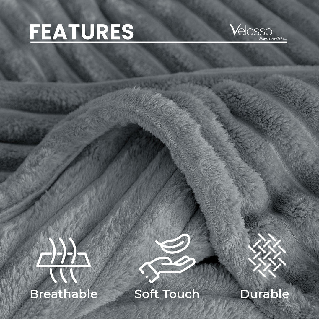 Silver Super Chunky Cord Faux Mink Blanket