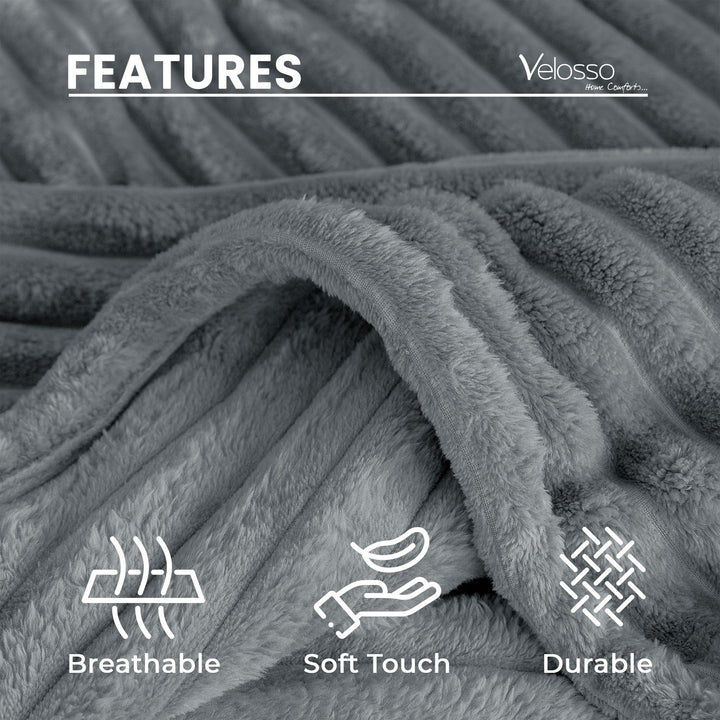Silver Super Chunky Cord Faux Mink Blanket