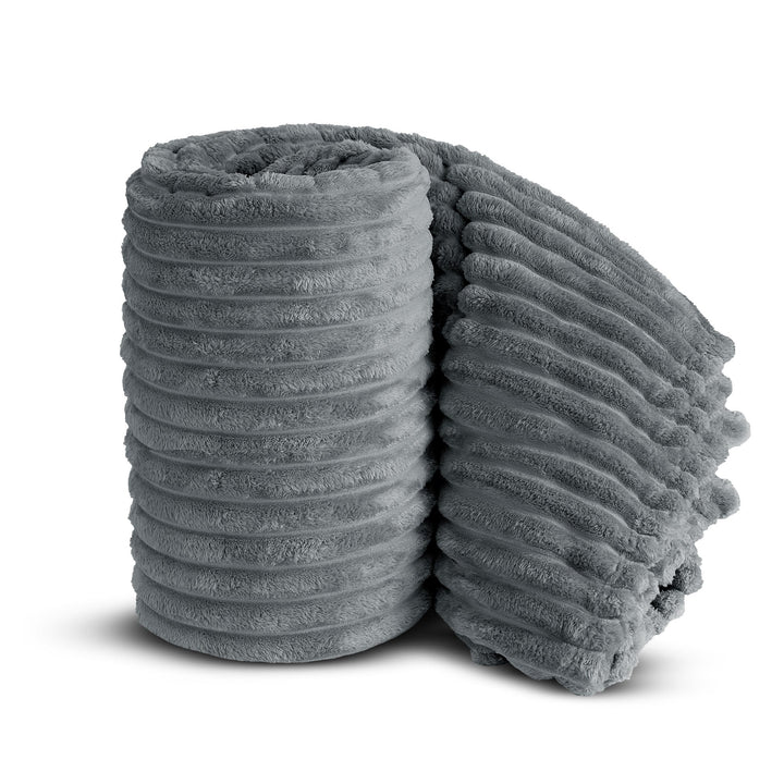 Silver Super Chunky Cord Faux Mink Blanket