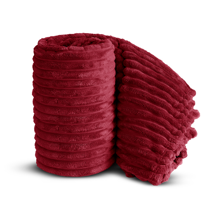 Red Super Chunky Cord Faux Mink Blanket