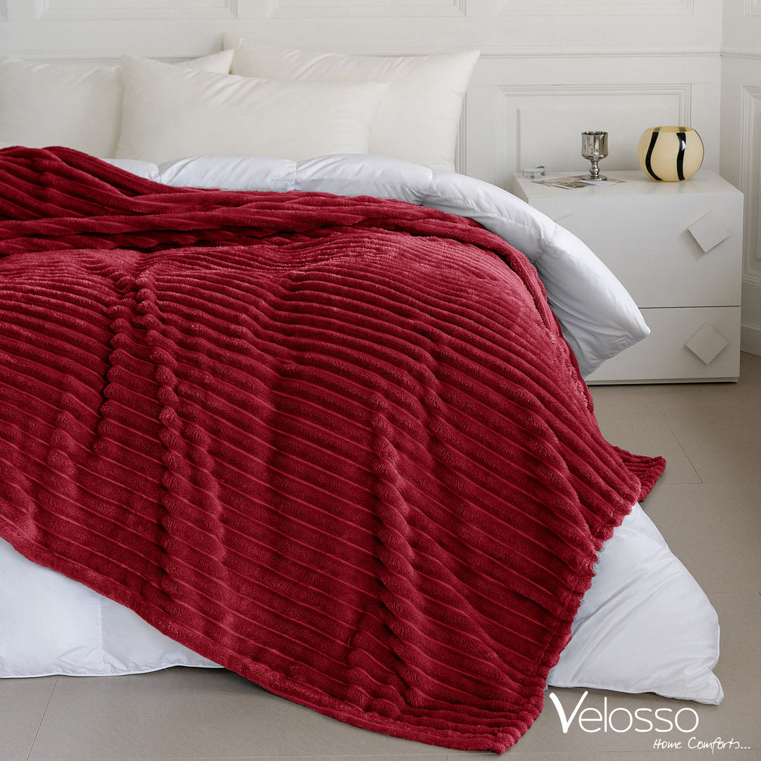 Red Super Chunky Cord Faux Mink Blanket