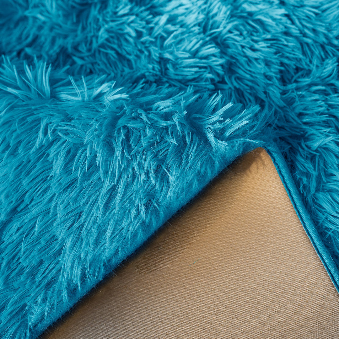 Teal Shaggy Anti Slip Sponge Cushioned Area Rug