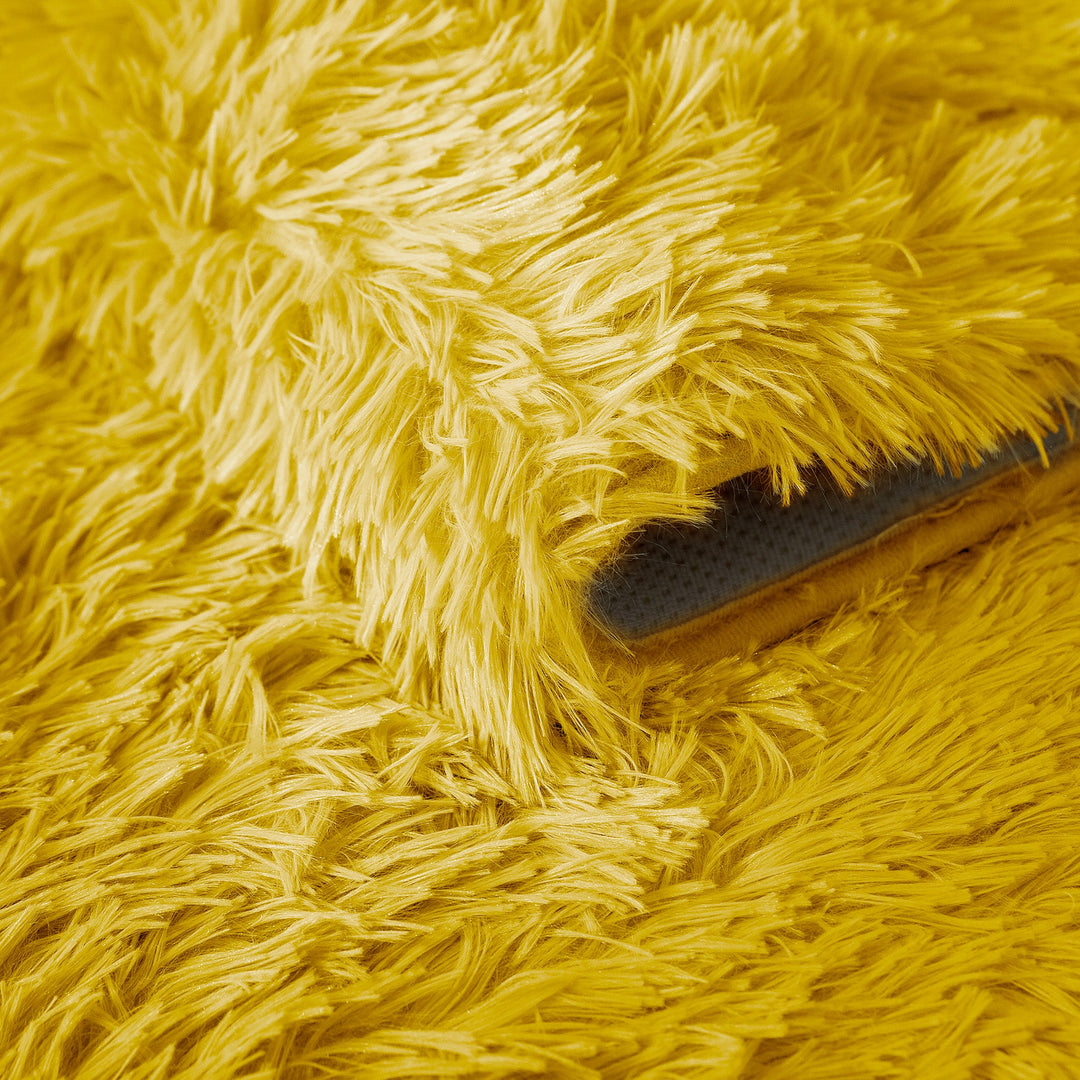 Ochre Yellow Shaggy Anti Slip Sponge Cushioned Area Rug